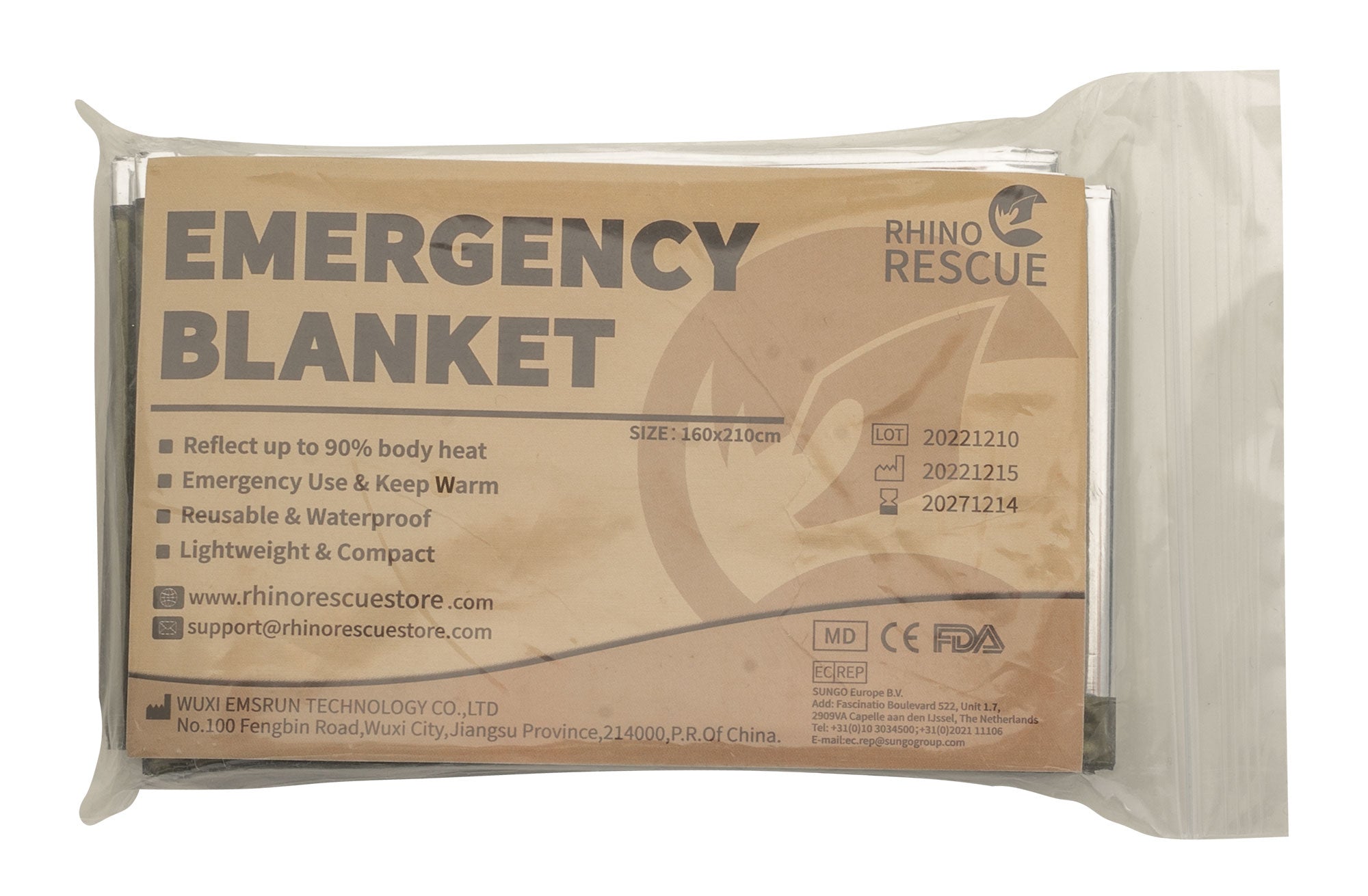 RHINO RESCUE EMERGENCY BLANKET RETTUNGSDECKE OLIV/SILBER - POLIZEISHOP24